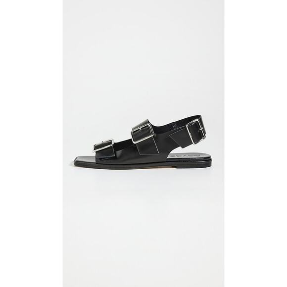 Aeyde Thekla Buckled Leather Sandals Black - IT 37.5/US 7.5 - Picture 3 of 8
